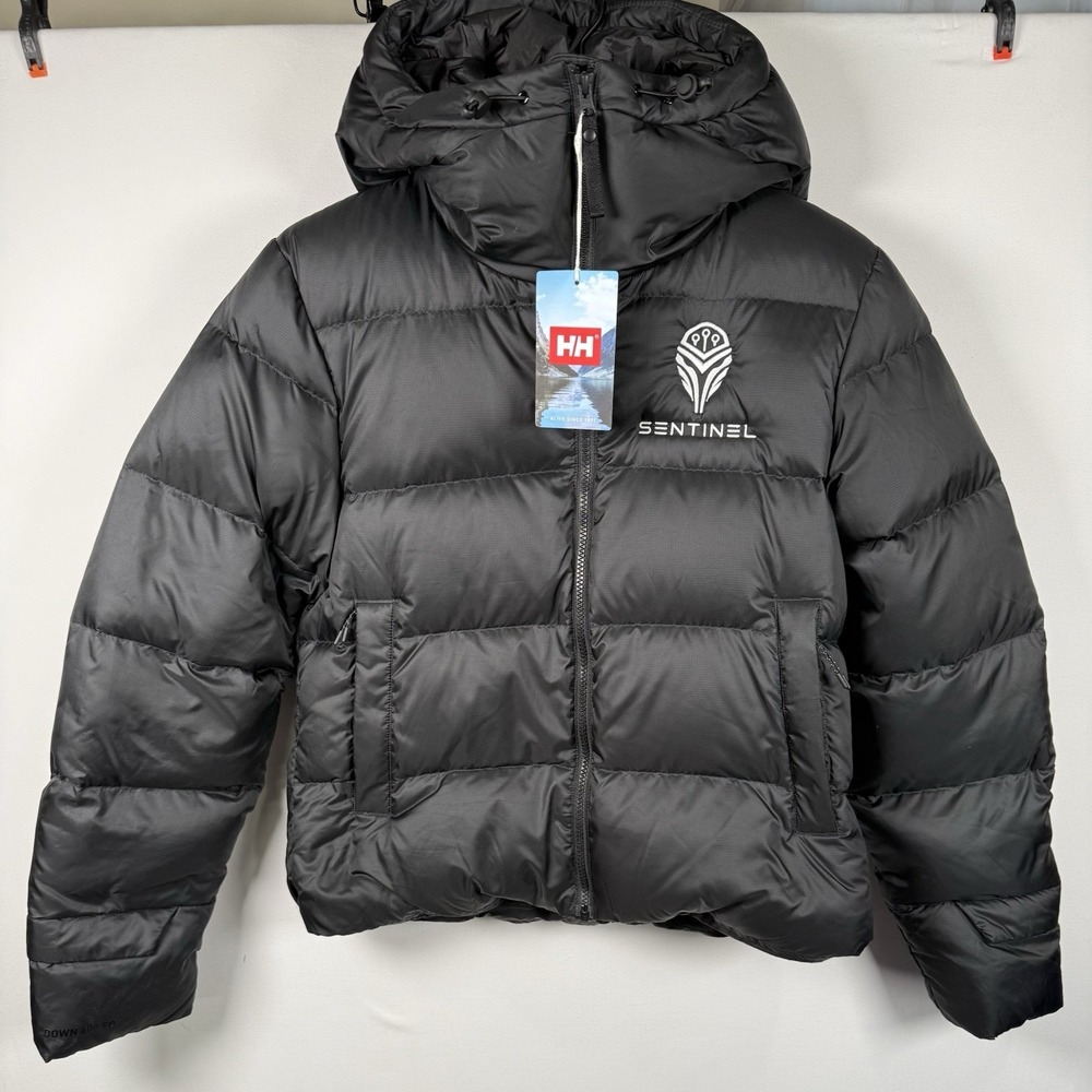 Helly Hansen Womens Essence Down Hooded Jacket Black Medium New 53818-990 *Logo* - Picture 1 of 13